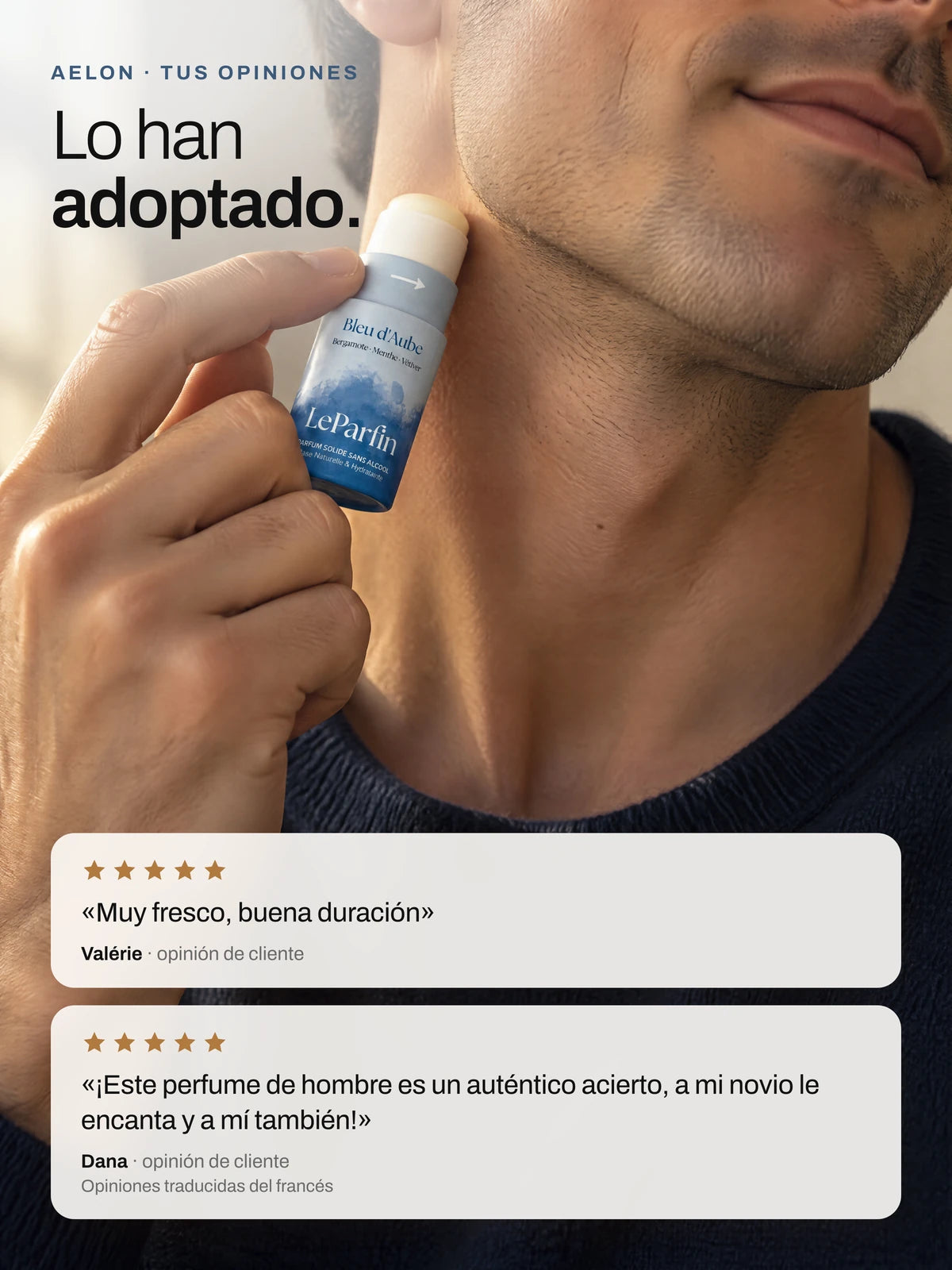Aelon, opiniones de clientes: el stick aplicado en el cuello con reseñas de cinco estrellas