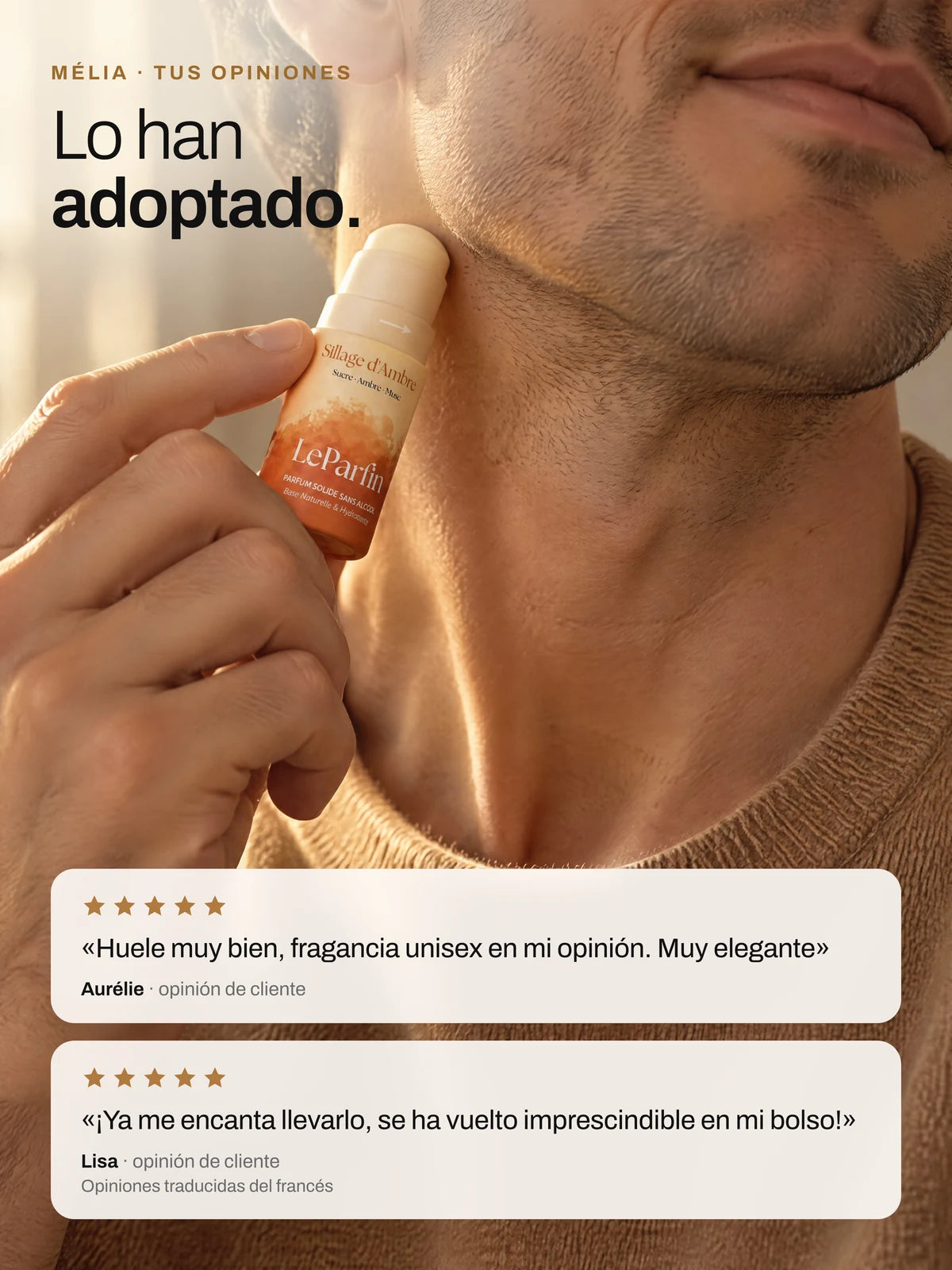 Mélia, opiniones de clientes: el stick aplicado en el cuello con reseñas de cinco estrellas