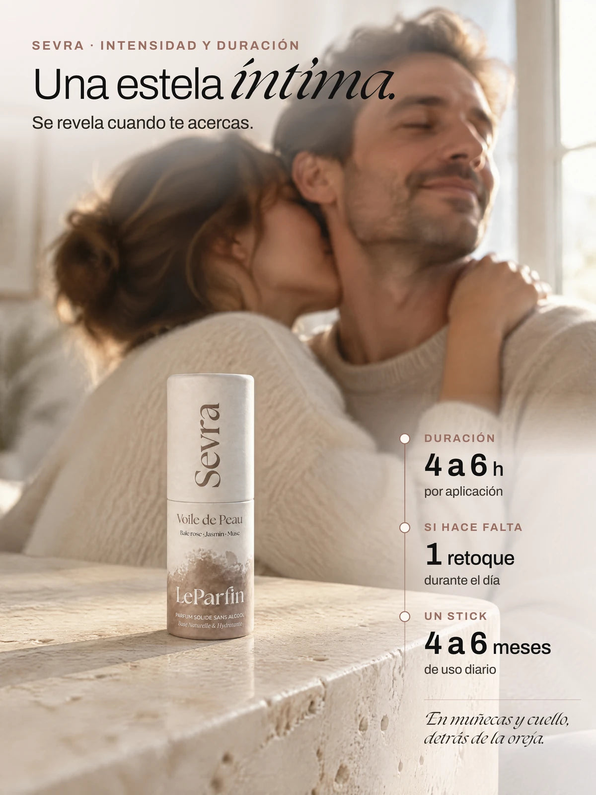 Sevra, una estela íntima: unas 4 a 6 h de duración por aplicación y 4 a 6 meses de uso por stick
