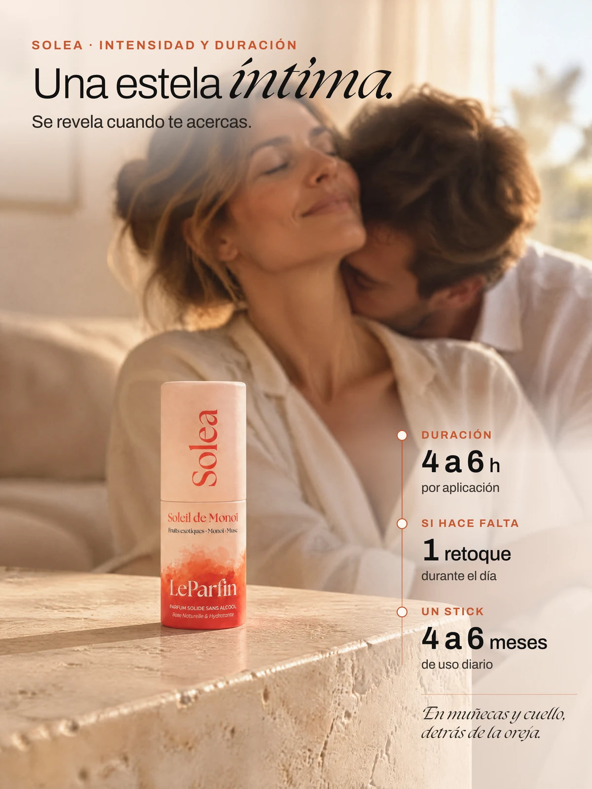 Solea, una estela íntima: unas 4 a 6 h de duración por aplicación y 4 a 6 meses de uso por stick