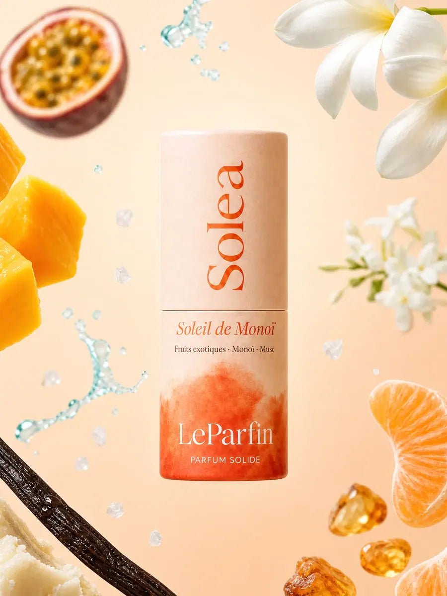 Solea et ses matières : Fruits exotiques · Monoï · Musc