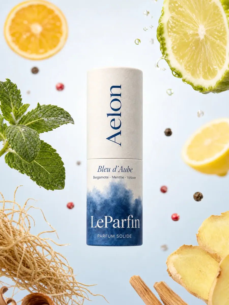 Aelon y sus materias: Bergamota · Menta · Vetiver